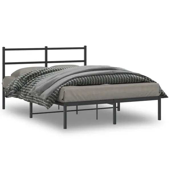Gossi cadru de pat metalic cu tablie, negru, 140x200 cm