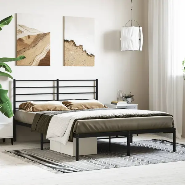 Gossi cadru de pat metalic cu tablie, negru, 160x200 cm