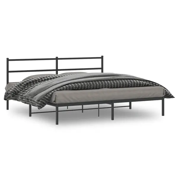 Gossi cadru de pat metalic cu tablie, negru, 180x200 cm