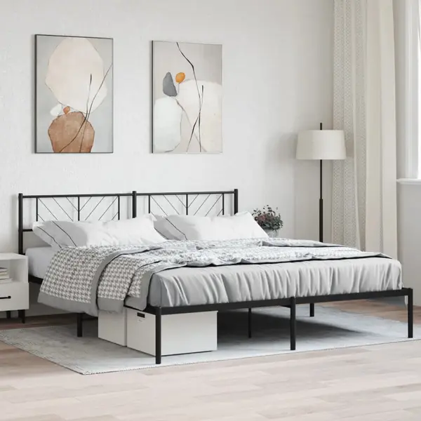 Gossi cadru de pat metalic cu tablie, negru, 183x213 cm