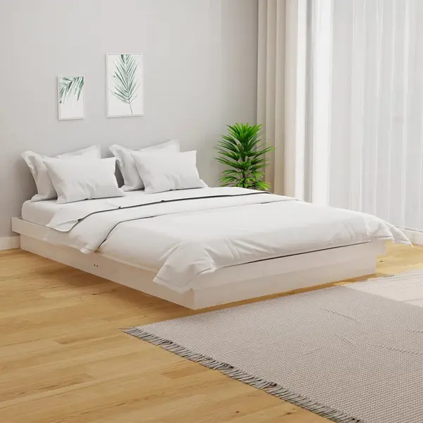 Gossi cadru de pat mic dublu, alb, 120x190 cm, lemn masiv