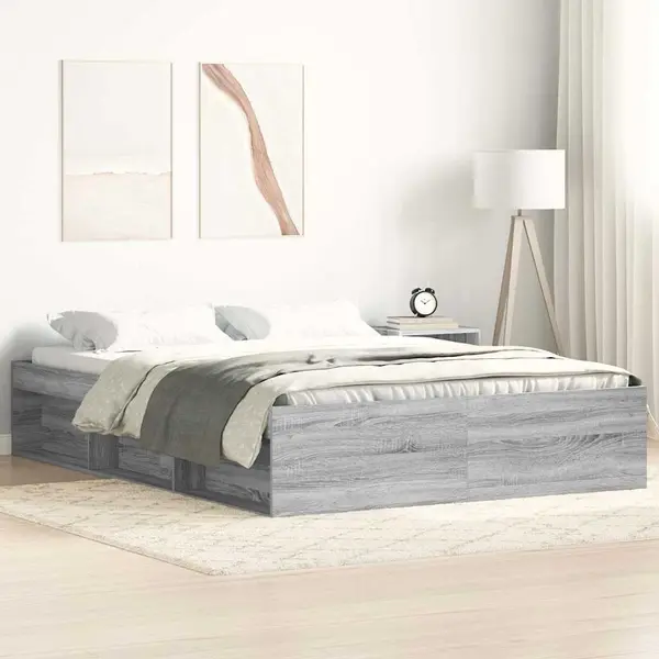 Gossi cadru de pat mic dublu, sonoma gri, 120x190 cm