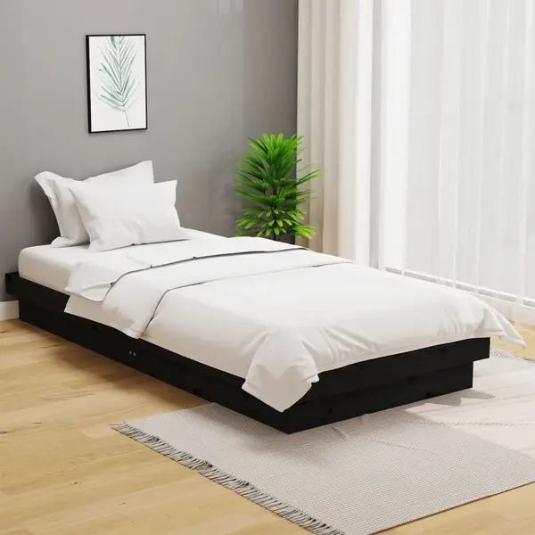 Gossi cadru de pat, negru, 100x200 cm, lemn masiv de pin