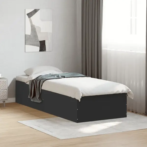 Gossi cadru de pat, negru, 100x200 cm, lemn prelucrat