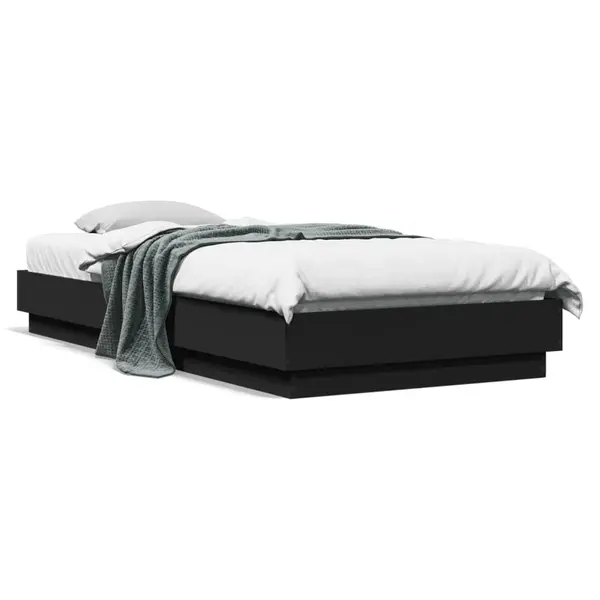 Gossi cadru de pat, negru, 100x200 cm, lemn prelucrat