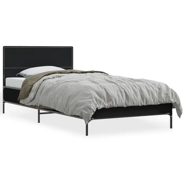 Gossi cadru de pat, negru, 100x200 cm, lemn prelucrat si metal