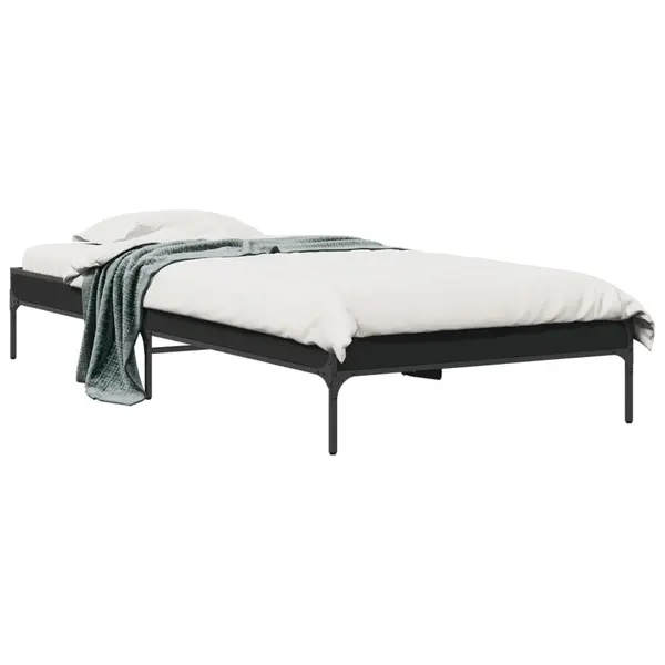 Gossi cadru de pat, negru, 100x200 cm, lemn prelucrat si metal