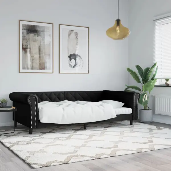 Gossi cadru de pat, negru, 100x200 cm, piele ecologica