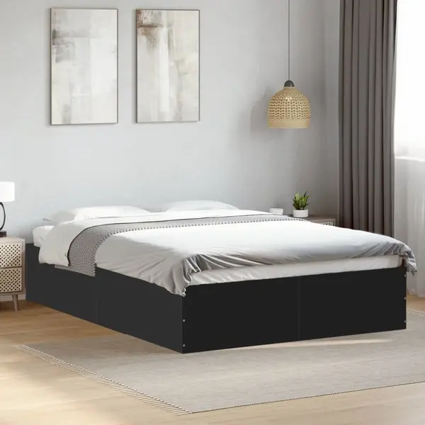 Gossi cadru de pat, negru, 120x190 cm, lemn prelucrat