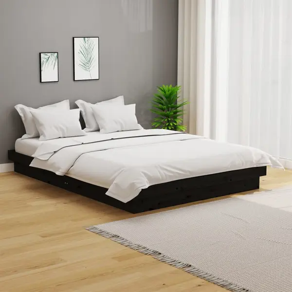 Gossi cadru de pat, negru, 120x200 cm, lemn masiv de pin
