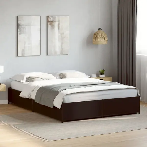 Gossi cadru de pat, negru, 120x200 cm, lemn prelucrat si metal