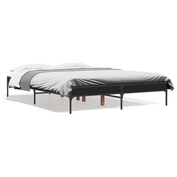 Gossi cadru de pat, negru, 120x200 cm, lemn prelucrat si metal