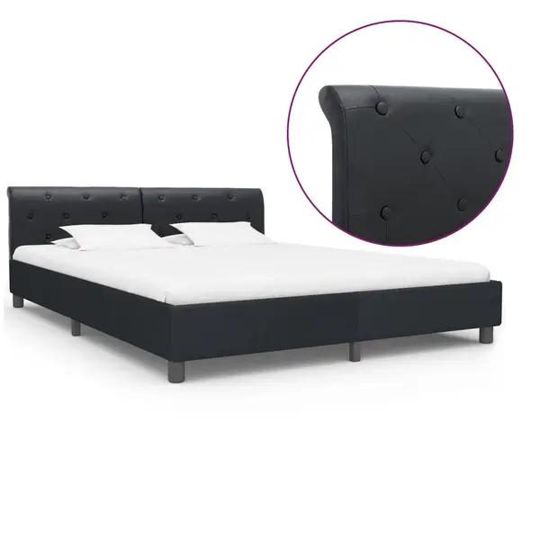 Gossi cadru de pat, negru, 160 x 200 cm, piele ecologica