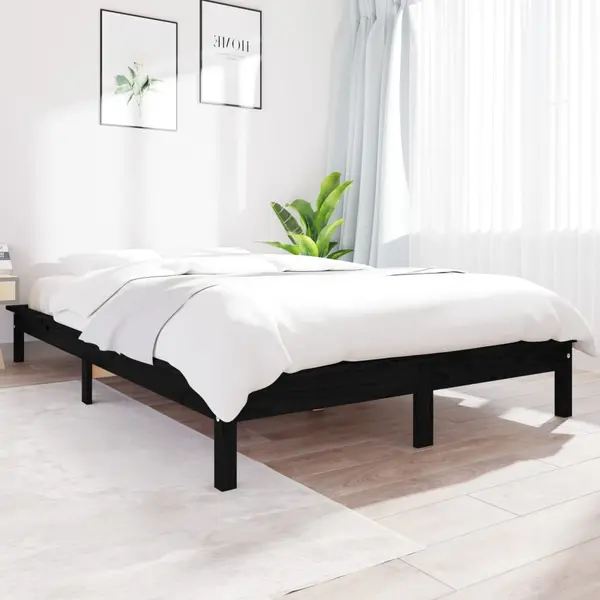 Gossi cadru de pat, negru, 160x200 cm, lemn masiv de pin