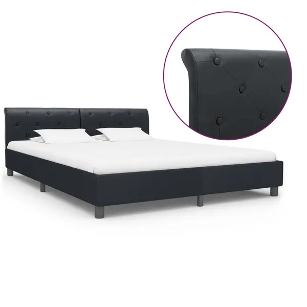 Gossi cadru de pat, negru, 180 x 200 cm, piele ecologica