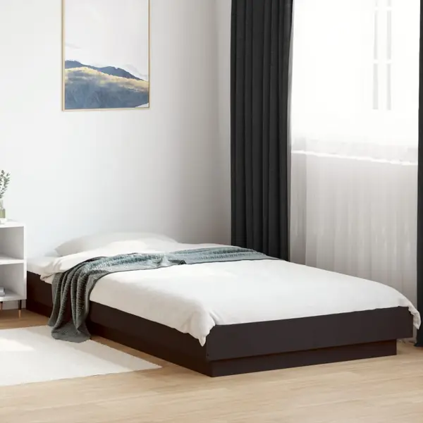 Gossi cadru de pat, negru, 75x190 cm, lemn prelucrat