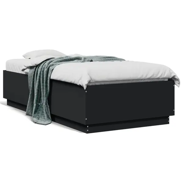 Gossi cadru de pat, negru, 75x190 cm, lemn prelucrat