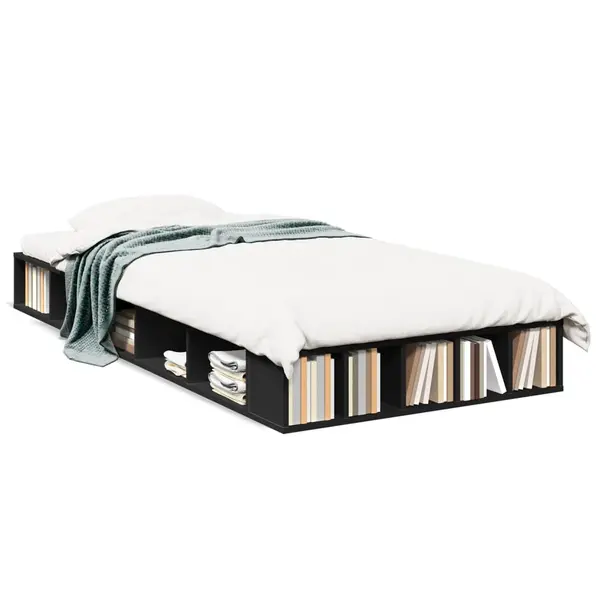 Gossi cadru de pat, negru, 75x190 cm, lemn prelucrat
