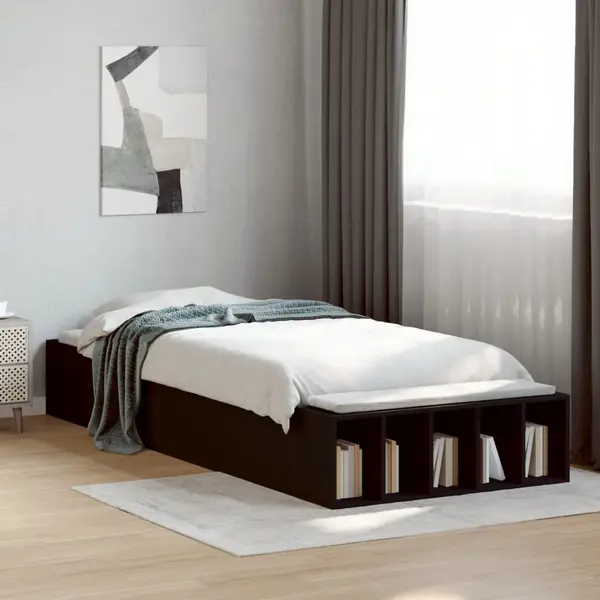 Gossi cadru de pat, negru, 75x190 cm, lemn prelucrat