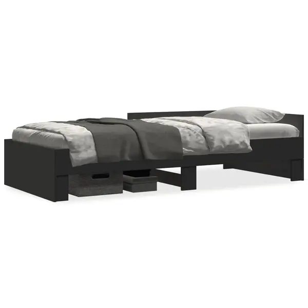 Gossi cadru de pat, negru, 75x190 cm, lemn prelucrat