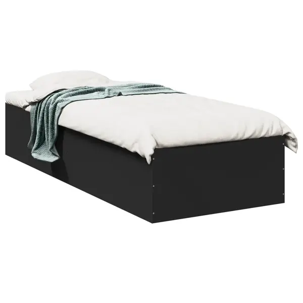 Gossi cadru de pat, negru, 75x190 cm, lemn prelucrat