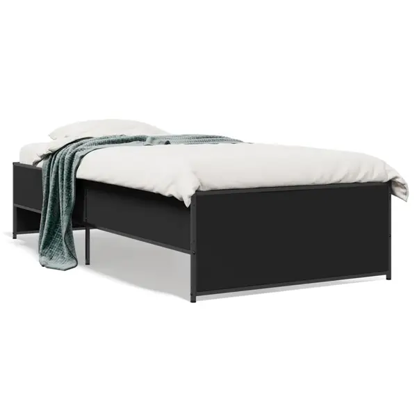 Gossi cadru de pat, negru, 75x190 cm, lemn prelucrat si metal