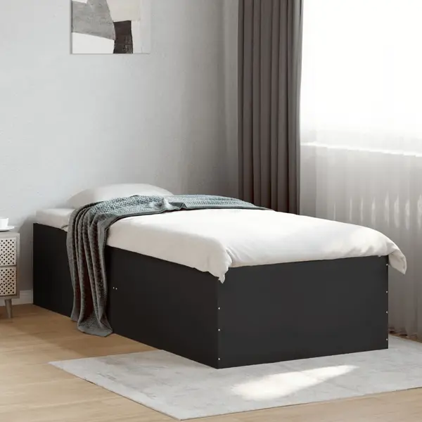 Gossi cadru de pat, negru, 90x190 cm, lemn prelucrat