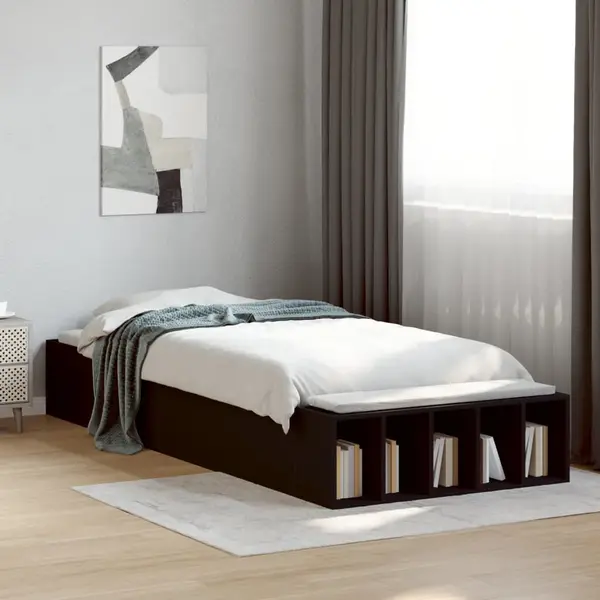 Gossi cadru de pat, negru, 90x190 cm, lemn prelucrat