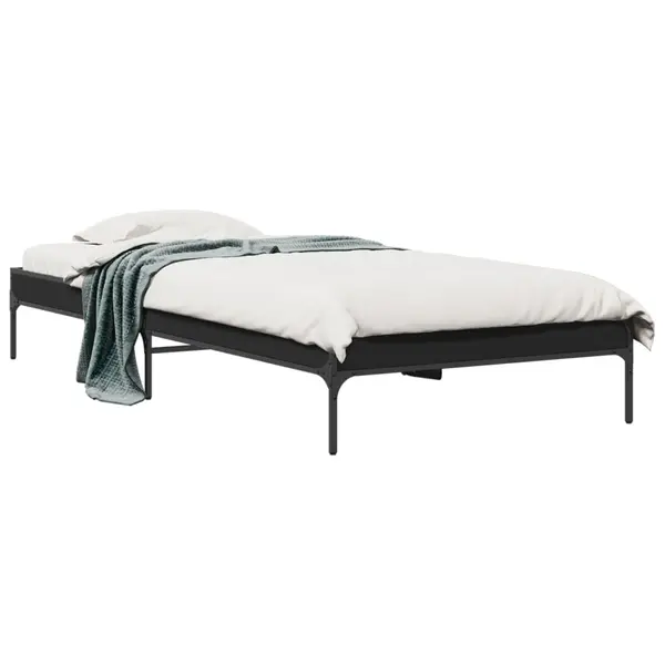 Gossi cadru de pat, negru, 90x190 cm, lemn prelucrat si metal