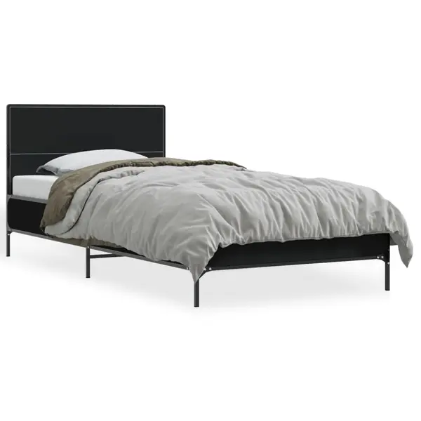 Gossi cadru de pat, negru, 90x190 cm, lemn prelucrat si metal
