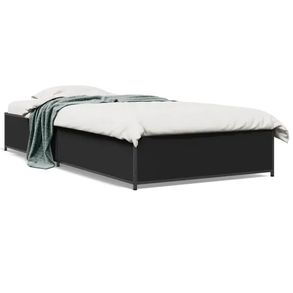 Gossi cadru de pat, negru, 90x190 cm, lemn prelucrat si metal
