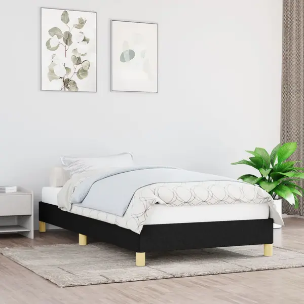 Gossi cadru de pat, negru, 90x190 cm, material textil