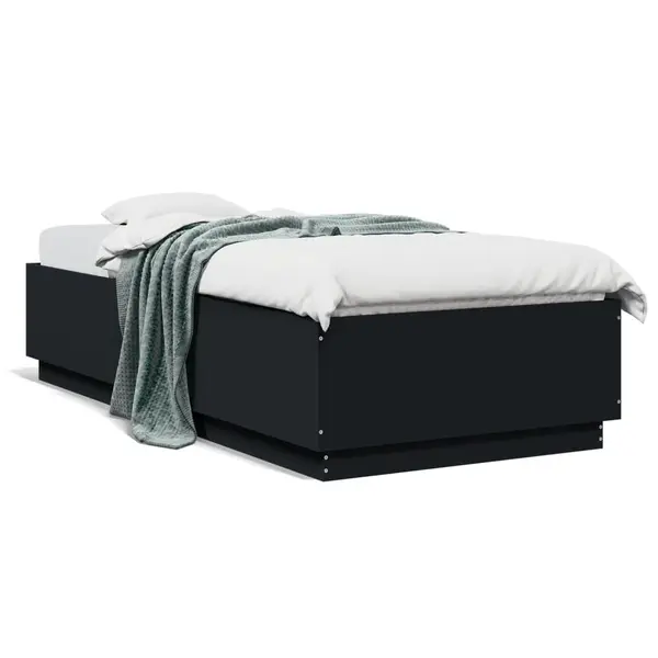 Gossi cadru de pat, negru, 90x200 cm, lemn prelucrat