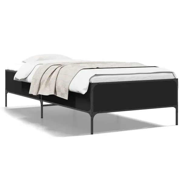Gossi cadru de pat, negru, 90x200 cm, lemn prelucrat si metal