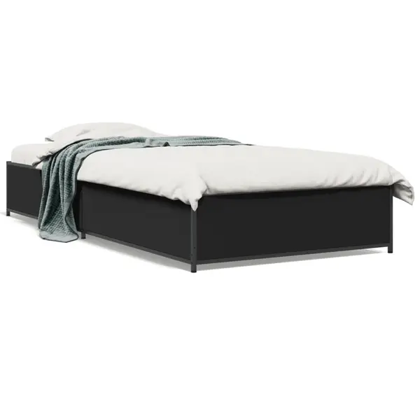 Gossi cadru de pat, negru, 90x200 cm, lemn prelucrat si metal