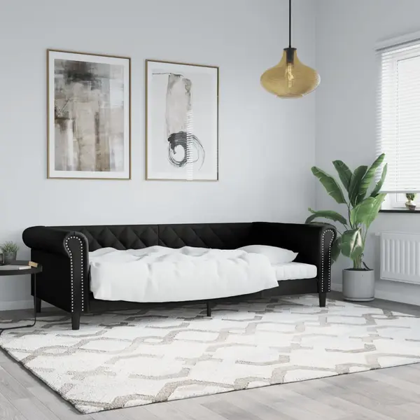 Gossi cadru de pat, negru, 90x200 cm, piele ecologica