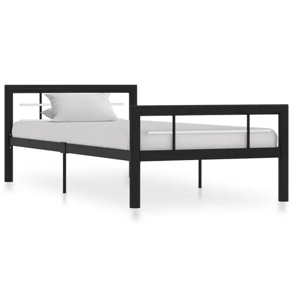 Gossi cadru de pat, negru si alb, 100 x 200 cm, metal