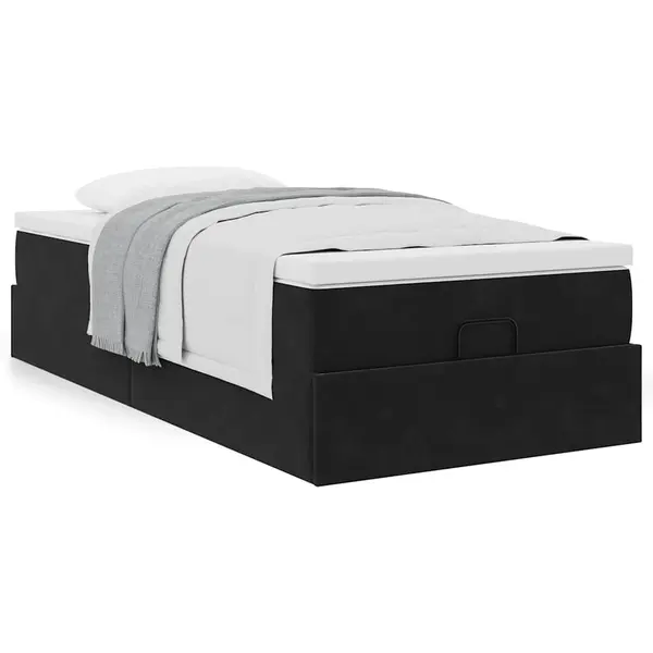Gossi cadru de pat otoman cu saltea, catifea neagra 100x200cm