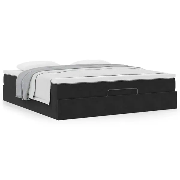 Gossi cadru de pat otoman cu saltea, catifea neagra 180x200cm