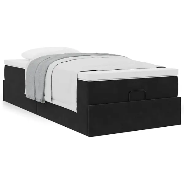 Gossi cadru de pat otoman cu saltea, catifea neagra 80x200 cm