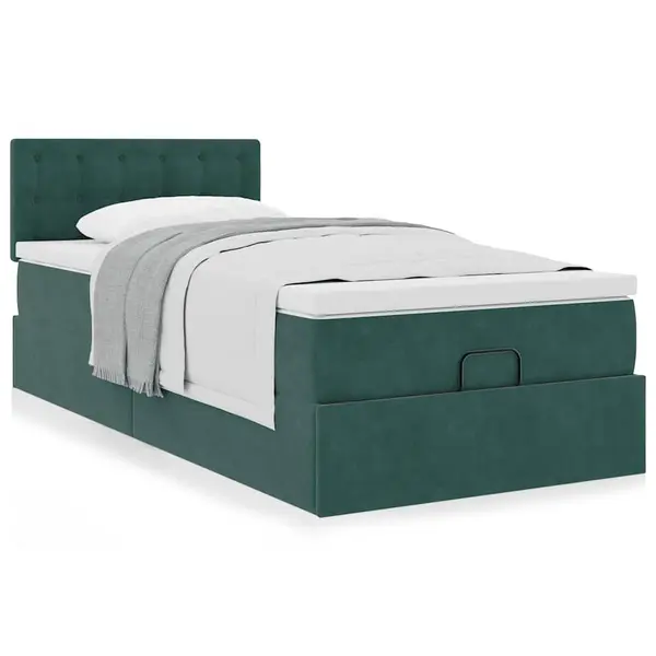 Gossi cadru de pat otoman cu saltea catifea verde inchis 90x200cm