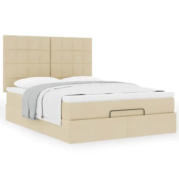 Gossi cadru de pat otoman cu saltea crem 140x200cm stofa