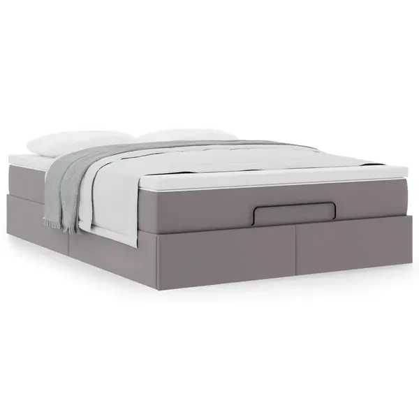 Gossi cadru de pat otoman cu saltea gri 140x200cm piele artificiala