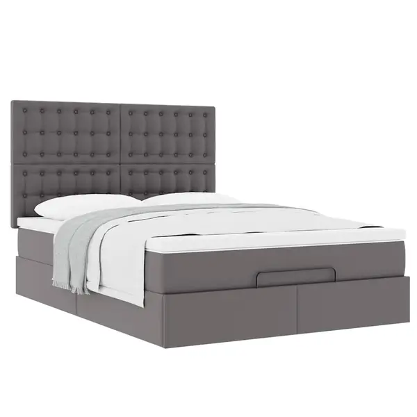 Gossi cadru de pat otoman cu saltea gri 140x200cm piele artificiala