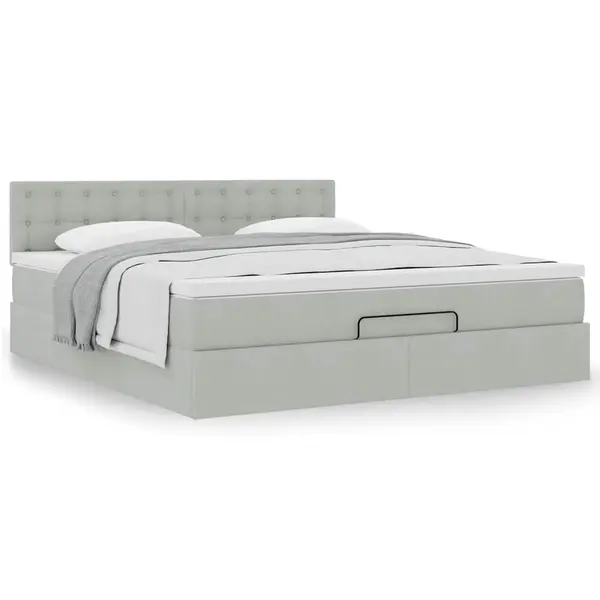 Gossi cadru de pat otoman cu saltea gri deschis 180x200cm catifea