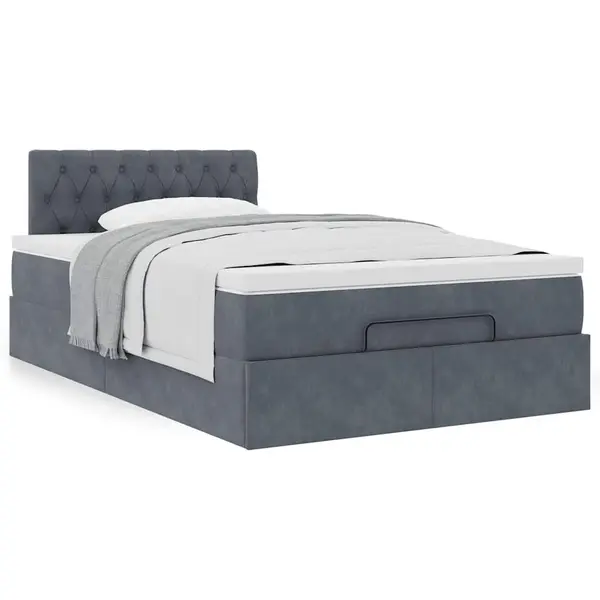 Gossi cadru de pat otoman cu saltea gri inchis 120x190 cm catifea