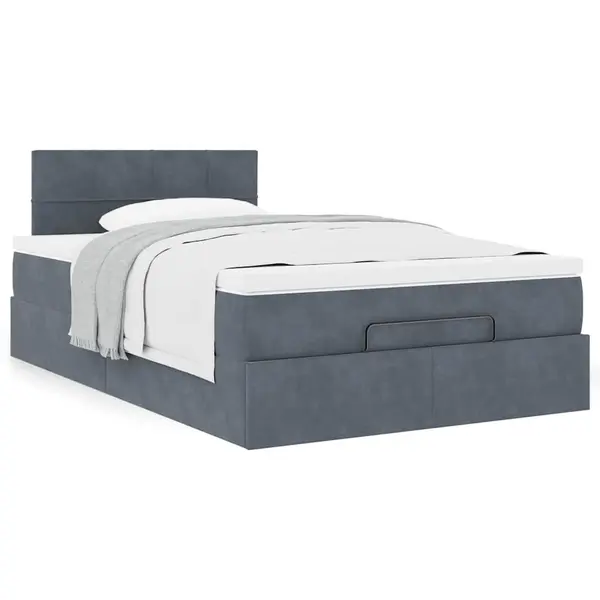 Gossi cadru de pat otoman cu saltea gri inchis 120x200cm catifea