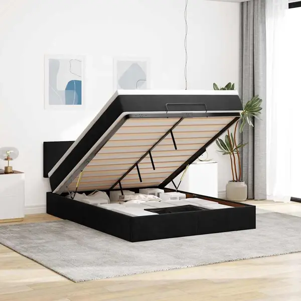 Gossi cadru de pat otoman cu saltea neagra 140x190cm catifea