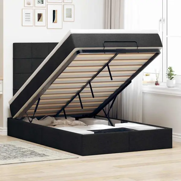 Gossi cadru de pat otoman cu saltea negru 120x190 cm tesatura