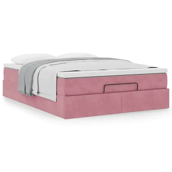 Gossi cadru de pat otoman cu saltea roz 140x190cm catifea
